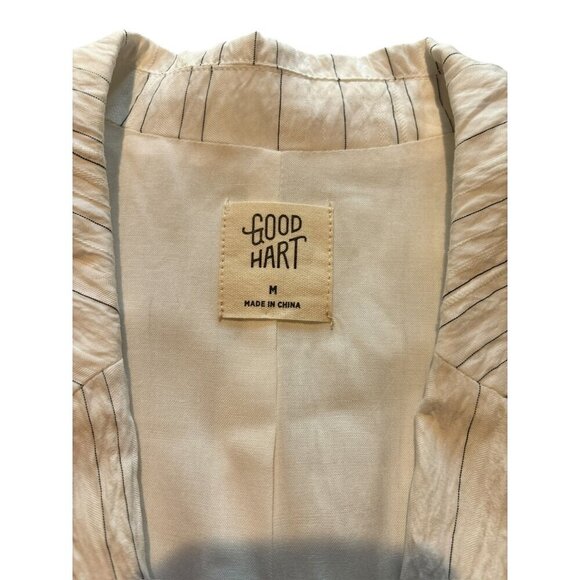 Good Heart White Stripped Scrunch Sleeve Blazer - Picture 3 of 6